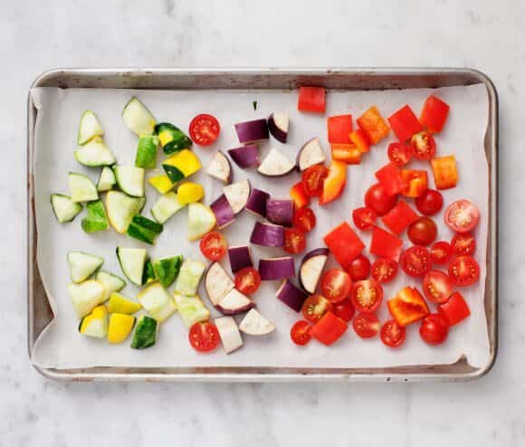 Roasted Vegetable Tacos with Creamy Avocado Tomatillo Salsa / loveandlemons.com