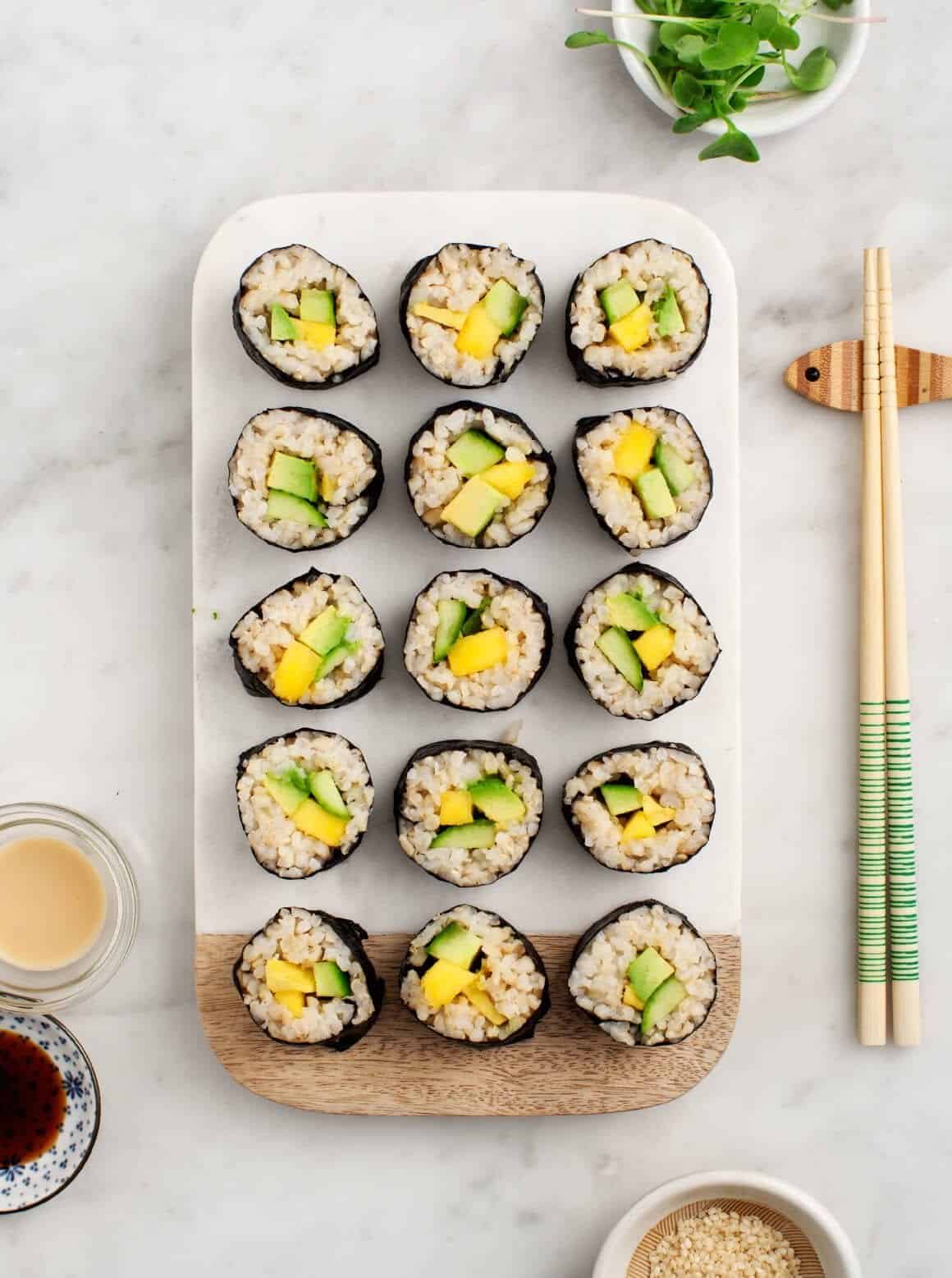 Avocado Mango Brown Rice Sushi