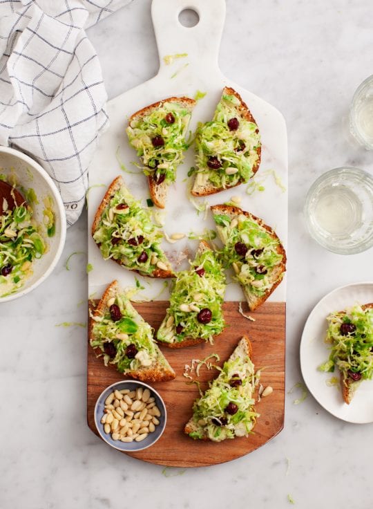 Brussels Sprout Salad Avocado Toasts