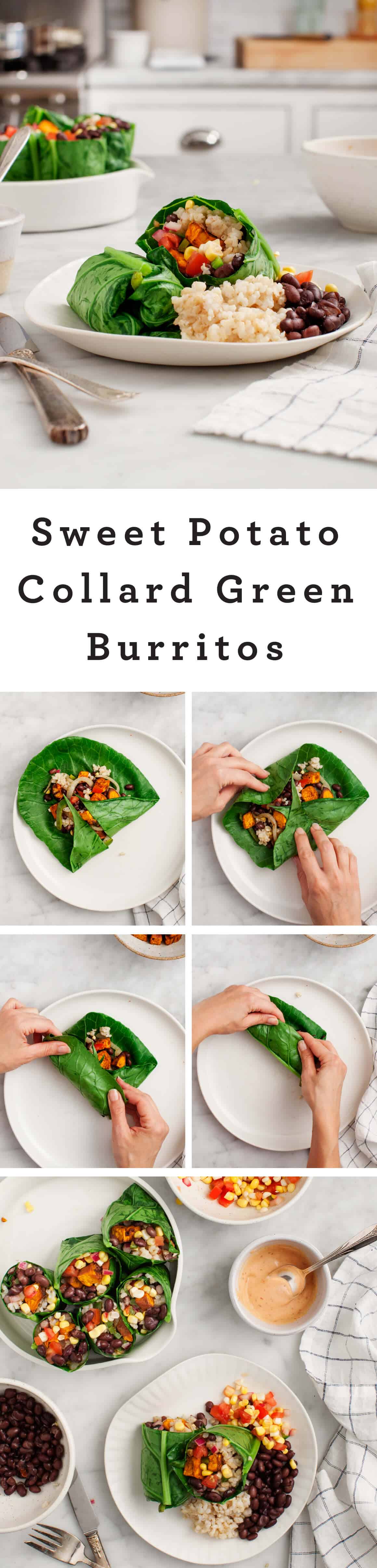 Sweet Potato Collard Green Burritos