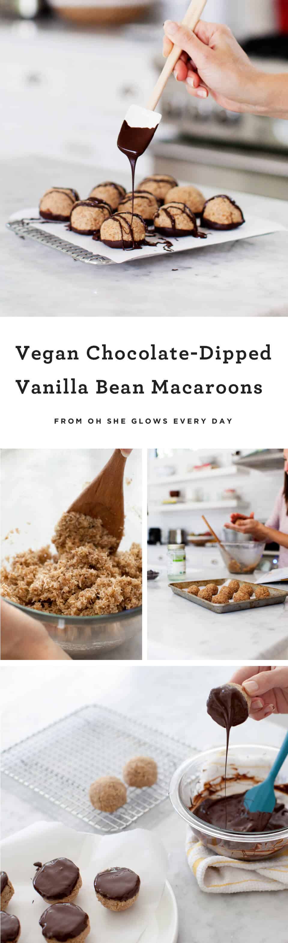 Chocolate-Dipped Vanilla Bean Macaroons Vegan Chocolate-Dipped Vanilla Bean Macaroons