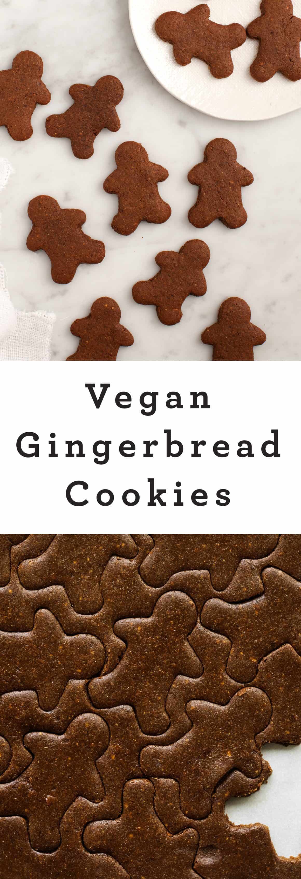 Vegan Gingerbread Cookies - Healthy spin on a Christmas holiday classic! Gingerbread men, with ginger, cinnamon and surprise - there's also cardomom and almond butter. Vegan Gingerbread Cookies