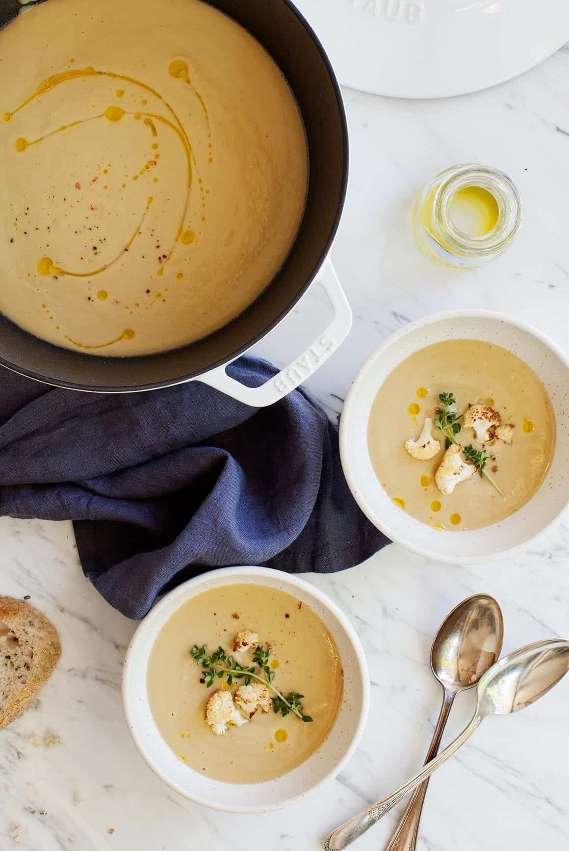 Creamy Roasted Cauliflower Soup Recipe - Love and Lemons