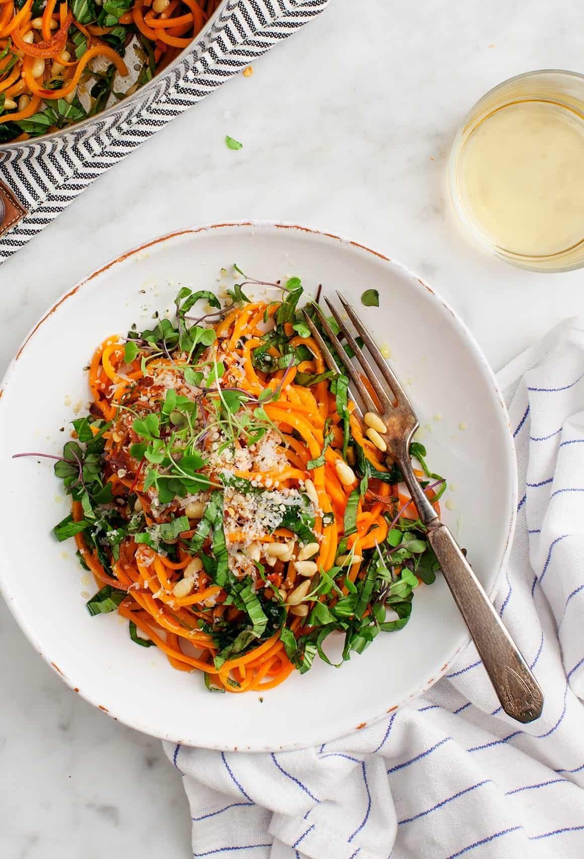Sweet Potato Noodles with Garlic & Kale Recipe - Love and Lemons