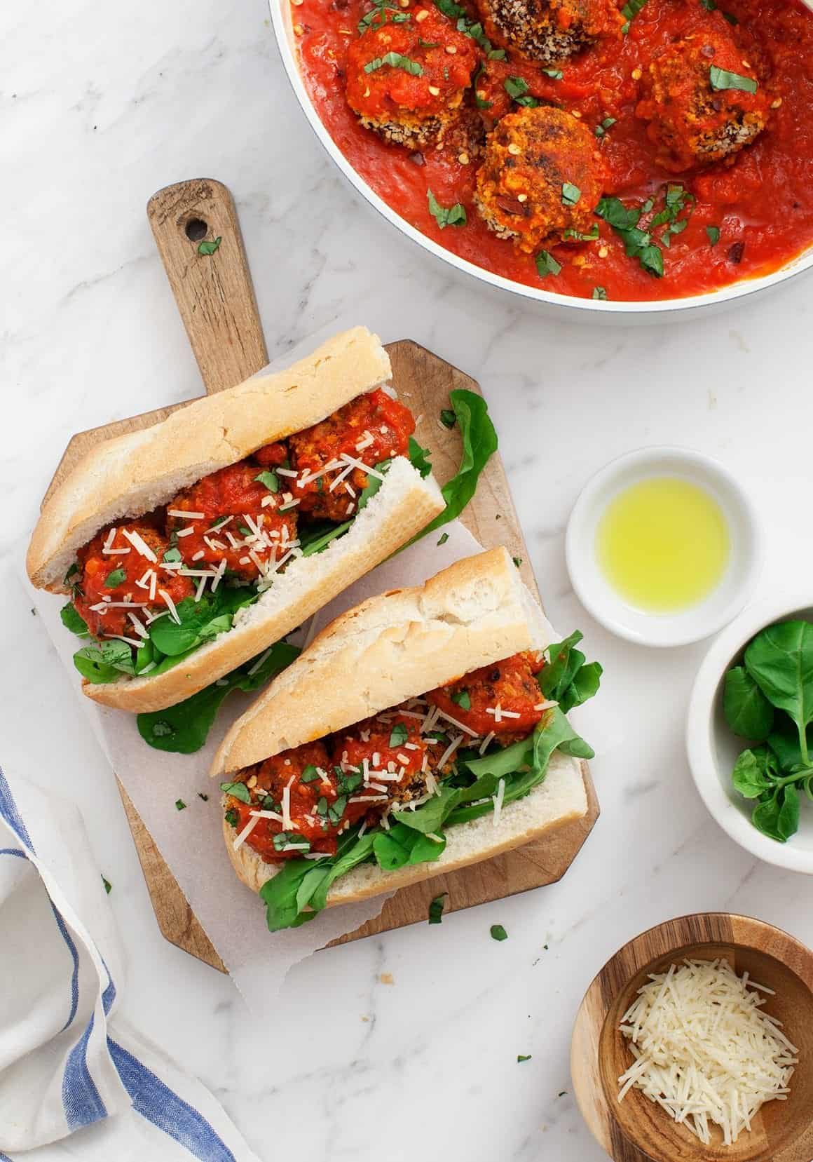 Vegetarian Mushroom Meatball Subs