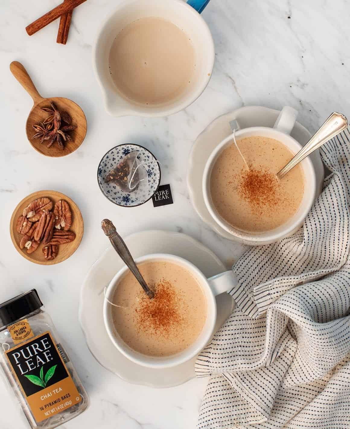 Vanilla Pecan Milk Chai Lattes