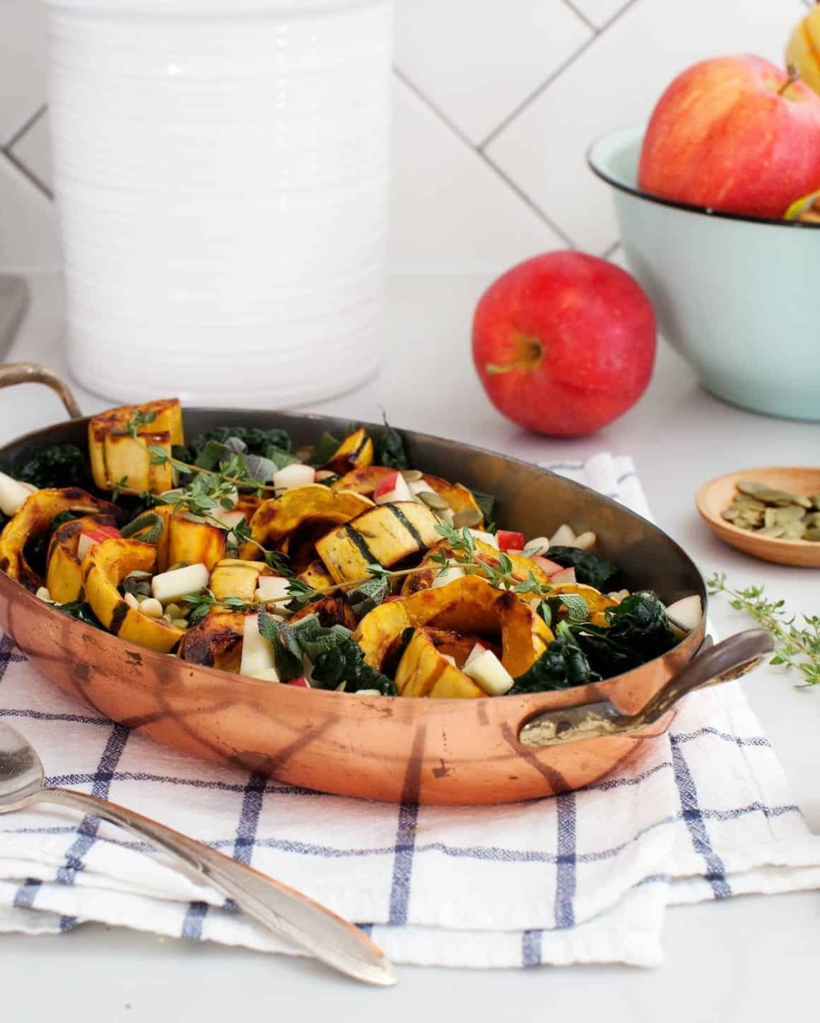 Roasted Delicata Squash with Apples & Sage