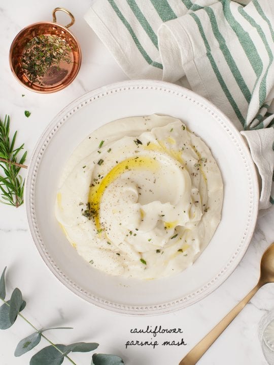 Cauliflower Parsnip Mash w/ Roasted Garlic